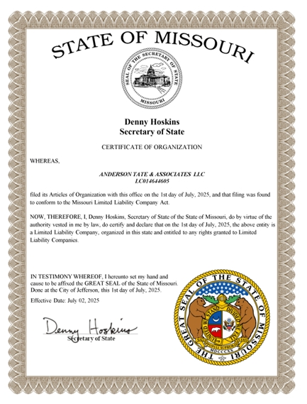 certificate of organizatio